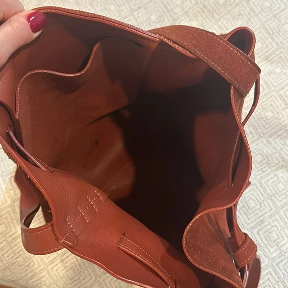 Mansur Gavriel Brick Red Suede Drawstring Hobo Bag